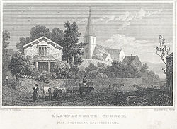 Llanfachreth Church, by Barber, Thomas, fl. 1818-1846, engraver. Llanfachreth Church - near Dolgellau - Merionethshire.jpeg