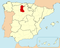 Peta Sepanyol dengan Palencia ditonjolkan