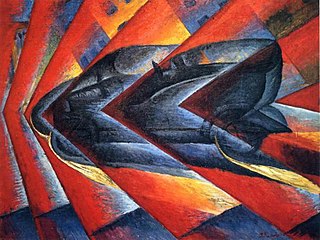 <i>Dynamism of a Car</i> Painting by Luigi Russolo
