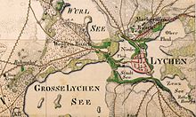 Lychen auf dem Urmesstischblatt 2745 Blatt Lychen von 1825. (K.O. = Kalkofen)