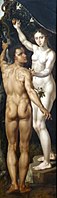 آدم وحواء بواسطة مارتن فان هيمسكيرك 1550