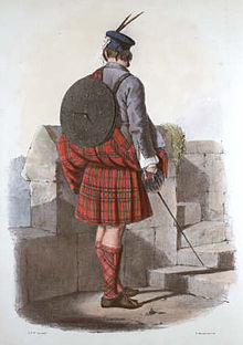 A romanticised Victorian-era illustration of a MacGillivray clansman by R. R. McIan from The Clans of the Scottish Highlands published in 1845. MacGillivray (R. R. McIan).jpg