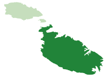 The Archdiocese of Malta in dark green