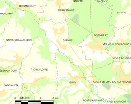 Mapa obce Champs