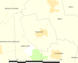 Mapa obce Hinacourt