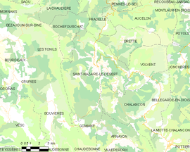 Mapa obce Saint-Nazaire-le-Désert
