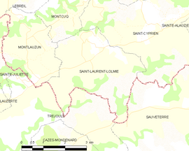 Mapa obce Saint-Laurent-Lolmie