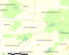Mapa obce Les Trois-Domaines