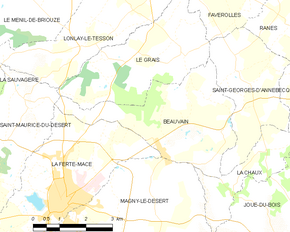 Poziția localității Beauvain