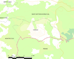 Poziția localității Cazals