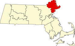 Mapa do Condado de Essex em Massachusetts