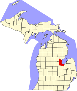 Locatie van Bay County in Michigan