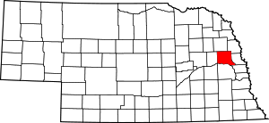 Map of Nebraska highlighting Dodge County