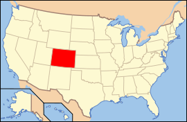 အမေရိကန်ပြည်ထောင်စု၏ မြေပုံ ကော်လိုရာဒို အရောင်ခြယ်ပြထား