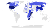 Countries visited by Kenyatta during his presidency 2013-2022 Map showing countries President Uhuru Kenyatta of Kenya has visited.svg