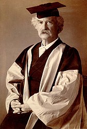 Twain in academic regalia for acceptance of the  D.Litt. degree awarded him by Oxford University