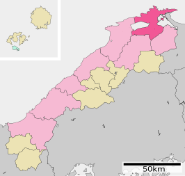 Situering van Matsue in de prefectuur Shimane