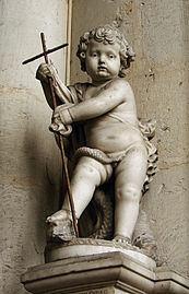 Mausolée de Charles de Vitry : l'enfant Jésus muni d'une croix de fer foule aux pieds le serpent (1705).