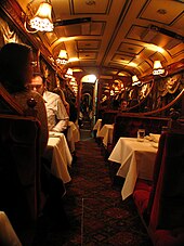 Interior of one of three Colonial Tramcar Restaurants that operated in Melbourne, Australia Melbourne Colonial Tramcar Restaurant interior, September 2006.jpg