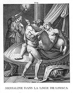 Мессаліна у борделі: гравюра Агостіно Карраччі, кінець 16-го ст.