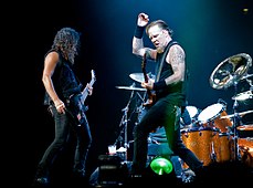 Metallica won the award twice Metallica London 2008-09-15 Kirk and James.jpg