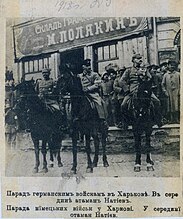 Кавалерист Запорожского корпуса с союзниками. 1918 год.