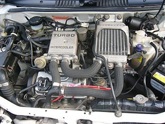 The turbocharged 3G81 in a fifth generation Minica (H14V) Mitsubishi 3G81T engine (H14V).JPG