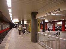 Station Konstablerwache, C-Ebene, U-Bahnsteig B-Strecke, Richtung Bockenheimer Warte (Gleis C3) / Hauptbahnhof (Gleis C1)