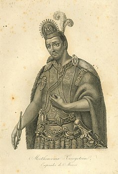 Depiction of Weyi Tlahtoani, or Emperor Moctezuma II of the Mexica Moctezuma Xocoyotzin Newberry.jpg