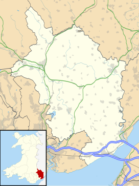 Map showing the location of Cefn Ila