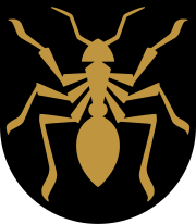 Arms of Multia, Finland, a rare
simple emmet (or ant) in heraldry Multia vaakuna.svg