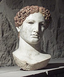 Marble head of a Roman woman on display at the Museum of Anatolian Civilizations, Ankara.