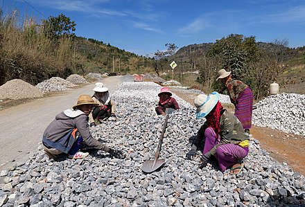 Road construction in Myanmar