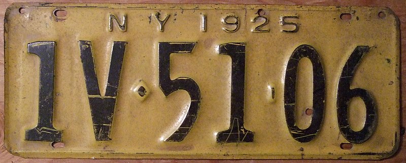 File:NEW YORK 1925 LICENSE PLATE - Flickr - woody1778a.jpg