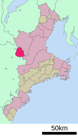 Location of Nabari in Mie Prefecture