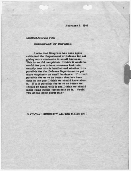 File:National Security Action Memorandum No. 7 Contracts to Small Business - NARA - 193407.jpg