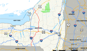 New York State Route 26 kuroj por iom pli ol 200 mejloj (325 km) tra Centra New York de la Pensilvania ŝtatlimo ĝis proksima la kanada limo.