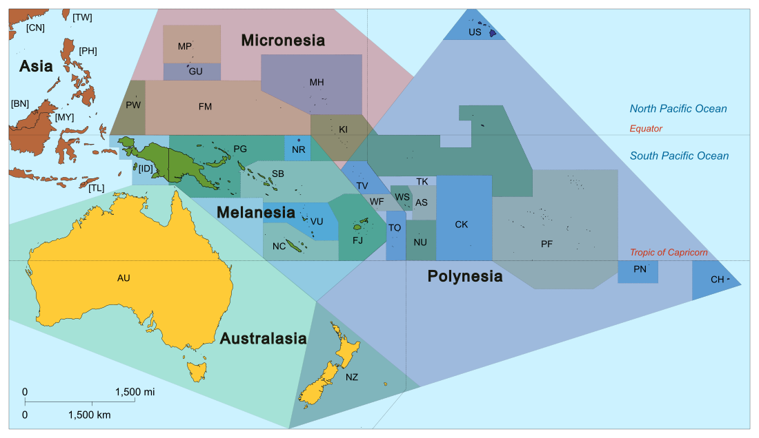 Pacific Islanders originate from countries within the Oceanic regions of Polynesia, Melanesia, and Micronesia.