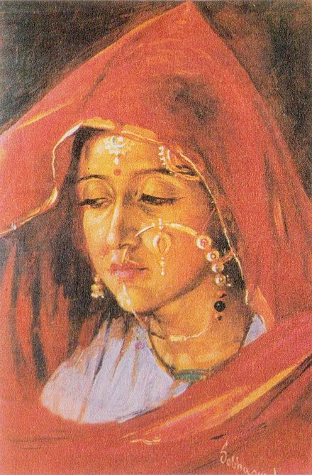 Painting by Sobha Singh on a 2001 postal cover of India