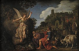 The Angel Raphael Takes Leave of Old Tobit and his Son Tobias (1618) by Pieter Lastman