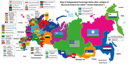 e l'opinione del forum è che la Russia possa dividersi in diversi stati indipendenti secondo la mappa