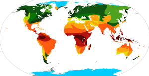 Map of precipitation regimes in the world