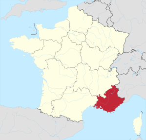 Location of the Provence-Alpes-Côte d'Azur region in France