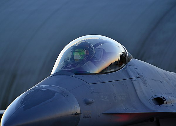 F-16 Fighting Falcon showing a bubble canopy