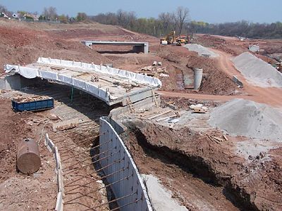 The Red Hill Valley Parkway under construction in May 2005. Officially opened for traffic November 17, 2007.