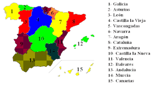 Regions with the right to appoint a member of the Court of Guarantees of the Second Republic. Regiones con derecho a vocal tribunal garantias.GIF