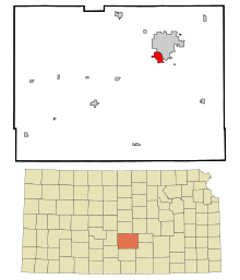 Reno County Kansas beépített és be nem épített területek South Hutchinson Highlighted.svg