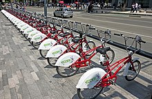 Ecobici bicycles in Mexico City Rental bikes at Alameda Central, Mexico City .jpg