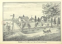 Residence of F.L. Bartlett, Vinland, 19th century. Residence of F.L. Bartlett, Vinland in Winnebago County, Wisconsin, from 1880 book History of Winnebago County, Wisconsin, and early history of the Northwest.jpg