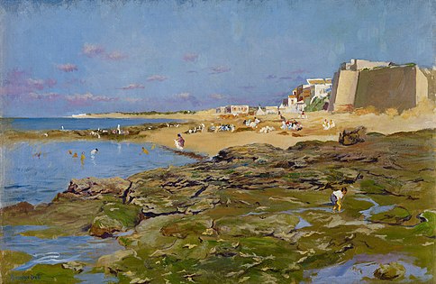 Buscando conchas en la playa (1920-1930). Óleo sobre lienzo, Museo Carmen Thyssen Málaga.